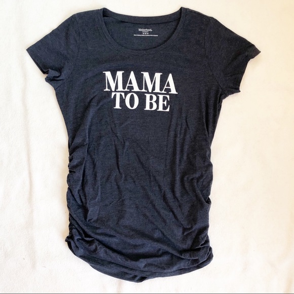 Motherhood Maternity Blue Spell Out Mama To Be Graphic Ruched Tee, size Medium - Picture 6 of 16
